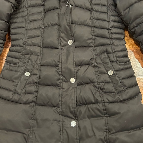 Betsey Johnson Puffer Jacket Women's Size Small Black Zip/Button Parka Coat - Picture 2 of 9